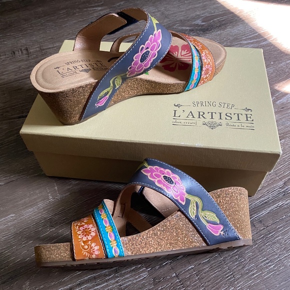 Ladies cork wedge sandles - Picture 1 of 2